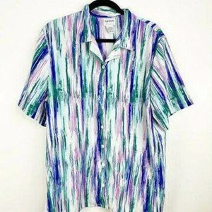 Womens Button Up Abstract Shirt Size Large